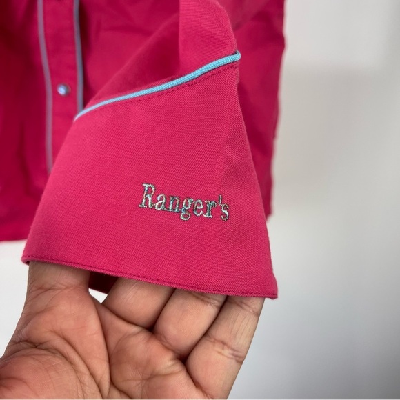 Rangers Original Fuchsia Pink Embroidered Button Front Western Shirt Size Small - Picture 8 of 9